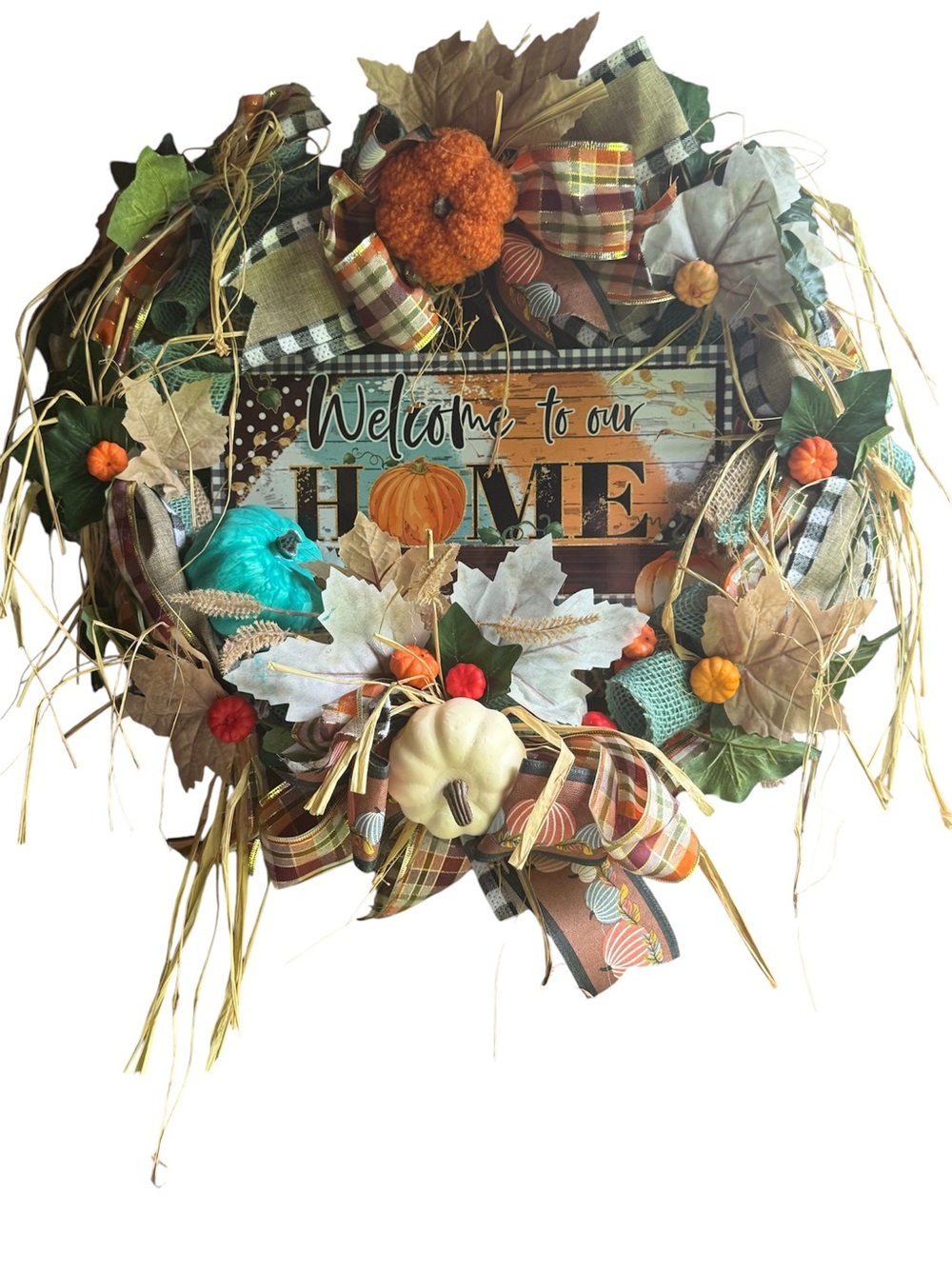Welcome to Our Home Fall Wreath - Multicolor Autumn Door Decor